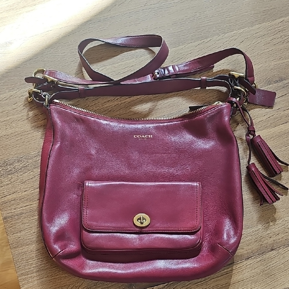 Coach Burgundy Leather Shoulder Bag